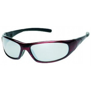 Red Frame - Silver Mirror Lens - Rubber Tips Safety Glasses-eSafety Supplies, Inc
