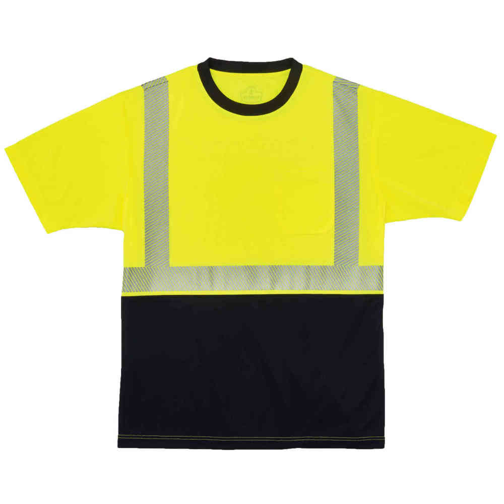 GloWear 8280BK Hi-Vis Performance T-Shirt - Type R Class 2 Black Bottom-eSafety Supplies, Inc