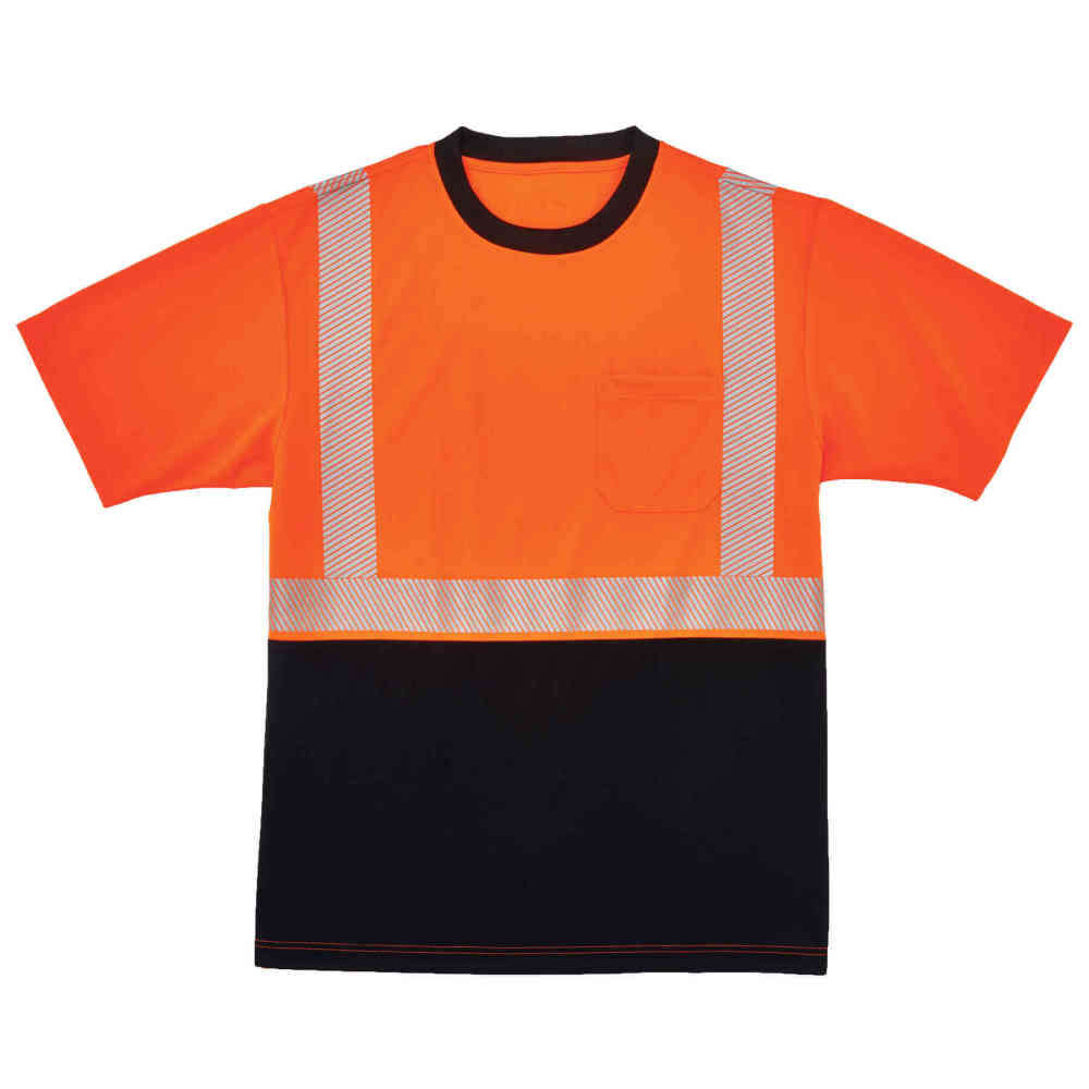 GloWear 8280BK Hi-Vis Performance T-Shirt - Type R Class 2 Black Bottom-eSafety Supplies, Inc