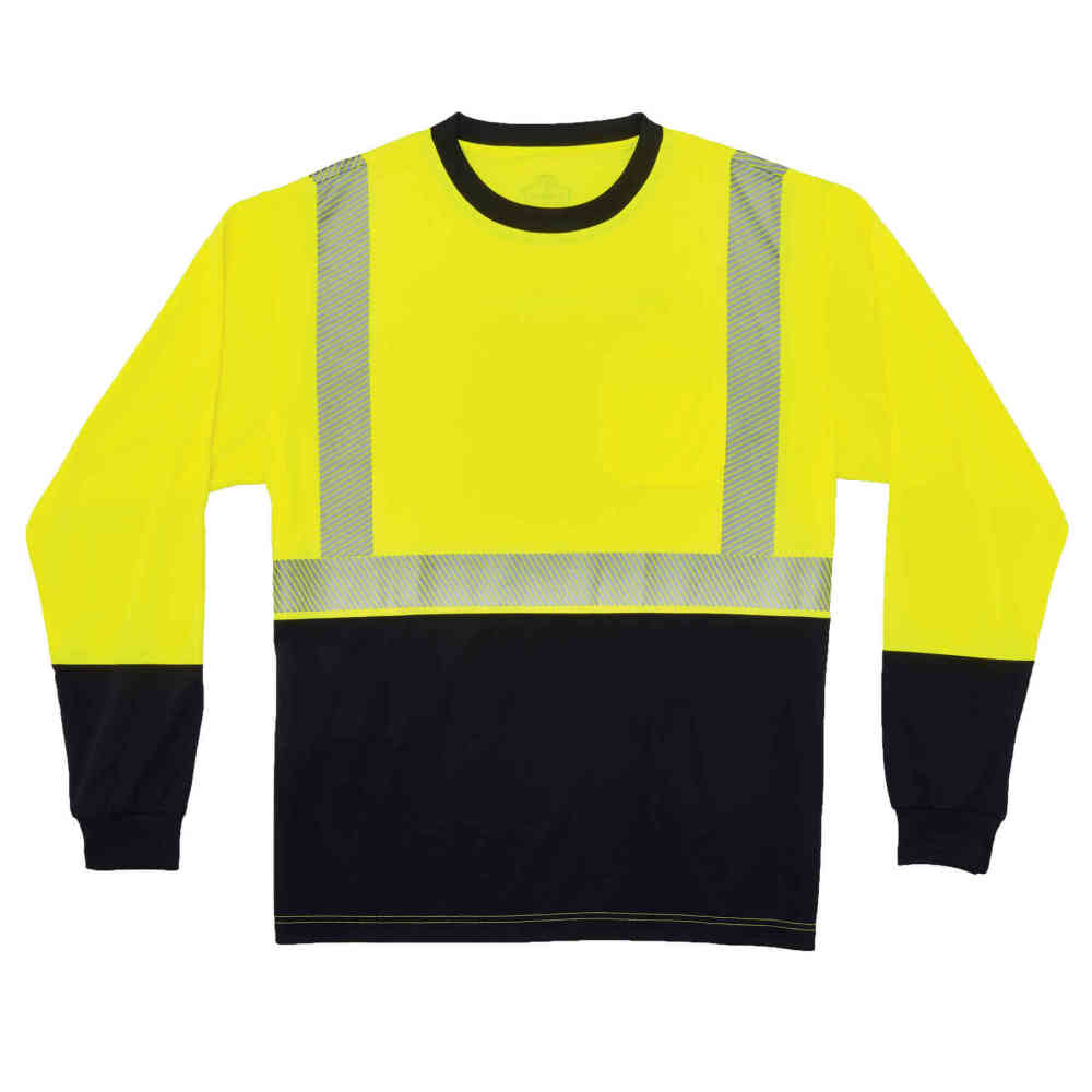 GloWear 8281BK Hi-Vis Performance Long Sleeve T-Shirt - Type R Class 2 Black Bottom-eSafety Supplies, Inc