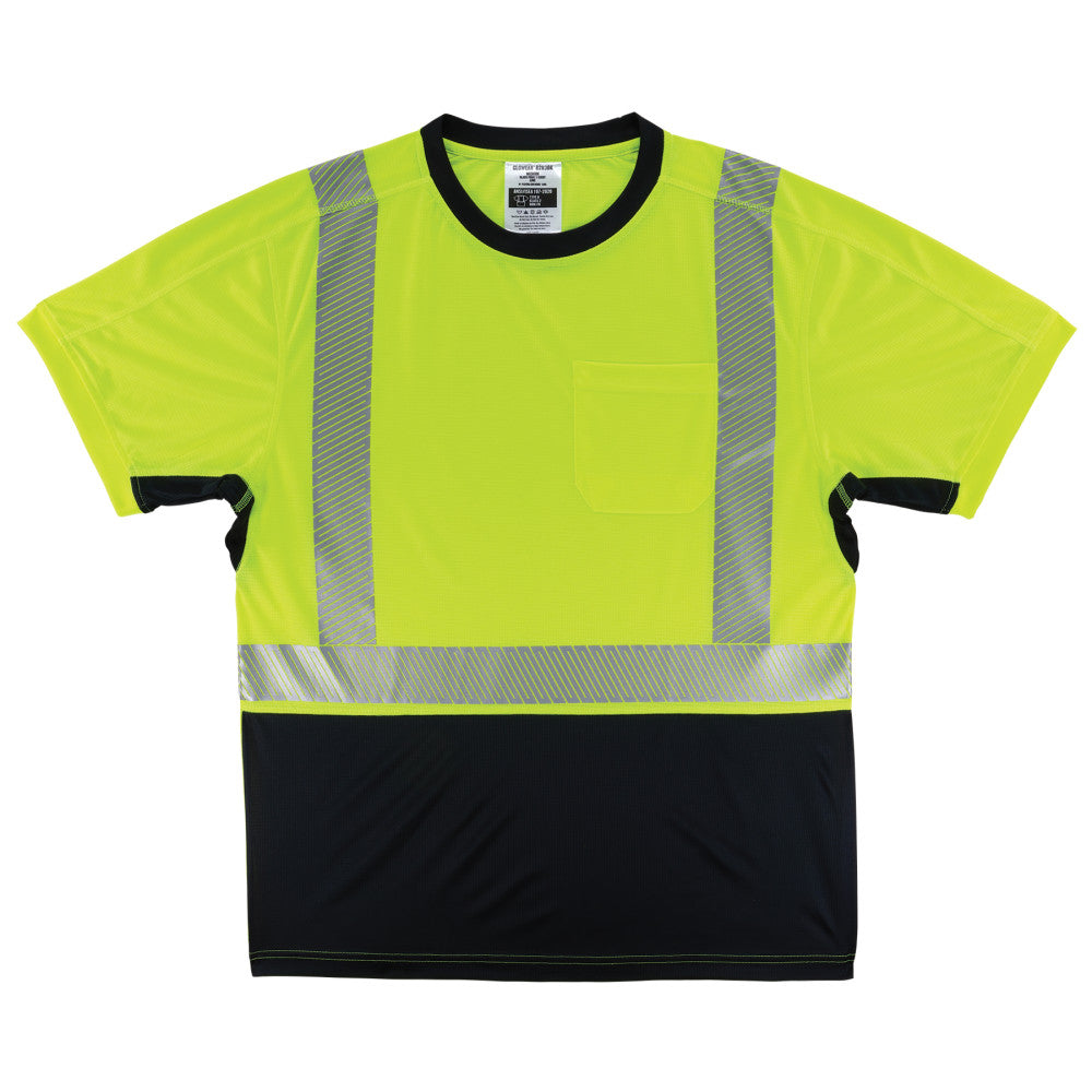 GloWear 8283BK Lightweight Performance Hi-Vis T-Shirt - Type R Class 2 Black Bottom-eSafety Supplies, Inc