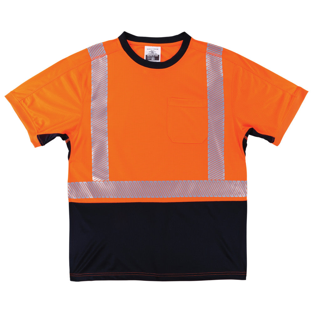 GloWear 8283BK Lightweight Performance Hi-Vis T-Shirt - Type R Class 2 Black Bottom-eSafety Supplies, Inc