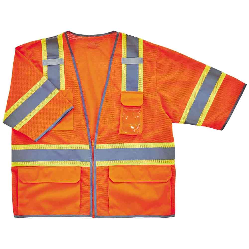 GloWear 8346Z Two-Tone Hi-Vis Surveyor Vest - Type R Class 3 Zipper-eSafety Supplies, Inc