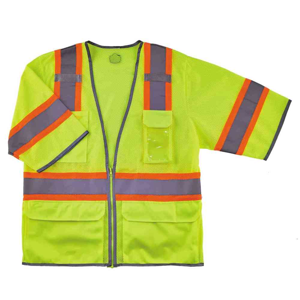 GloWear 8346Z Two-Tone Hi-Vis Surveyor Vest - Type R Class 3 Zipper-eSafety Supplies, Inc