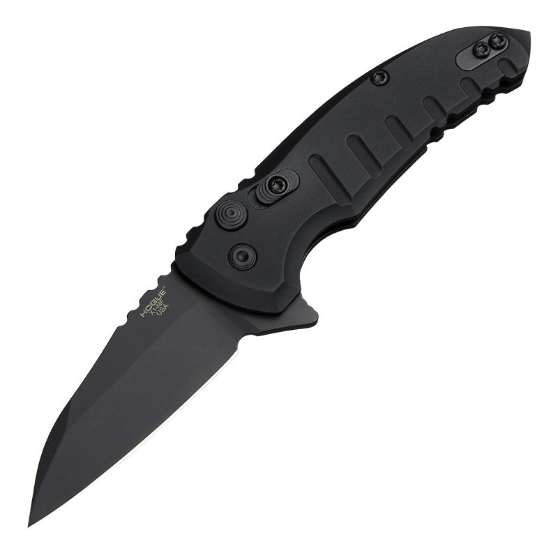 X1-MicroFlip Flipper: 2.75" Wharncliffe Blade - Black Cerakote Finish, Matte Black Aluminum Frame-eSafety Supplies, Inc