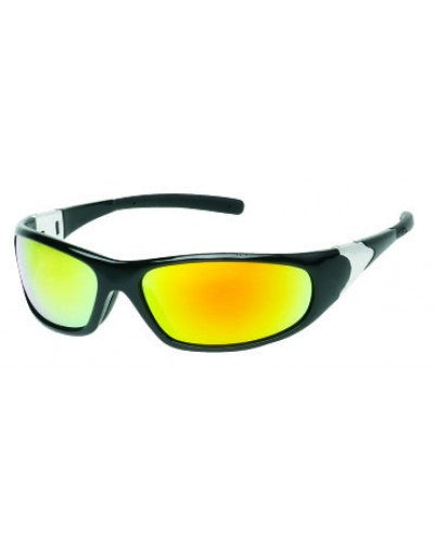 Black Frame - Orange Mirror Lens - Rubber Tips Safety Glasses-eSafety Supplies, Inc
