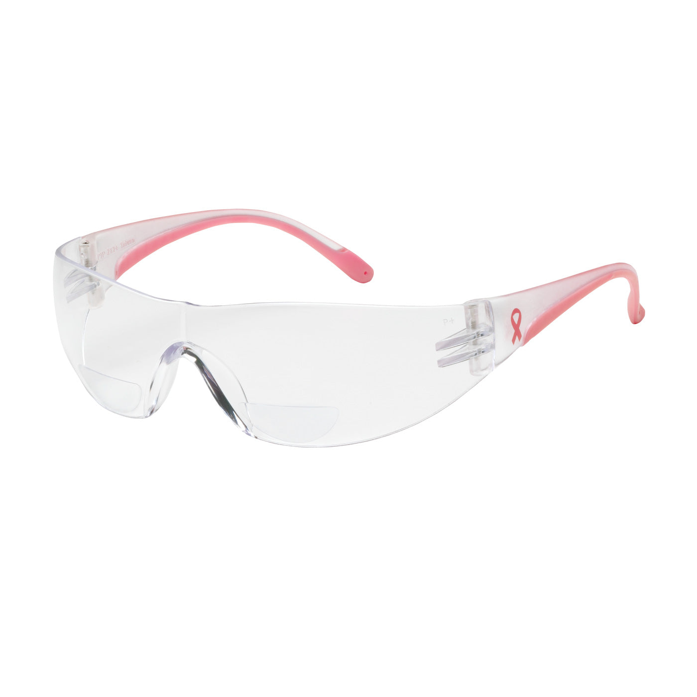 Rimless Safety Readers with Clear / Pink Temple, Clear Lens and Anti-Scratch Coating - +1.00 Diopter-eSafety Supplies, Inc