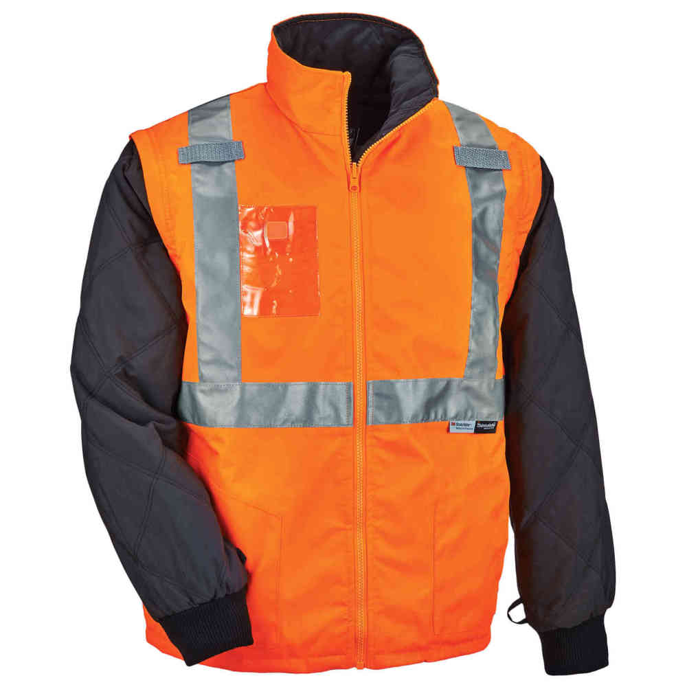 GloWear 8287 Thermal High Visibility Jacket - Type R Class 2 Removable Sleeves-eSafety Supplies, Inc