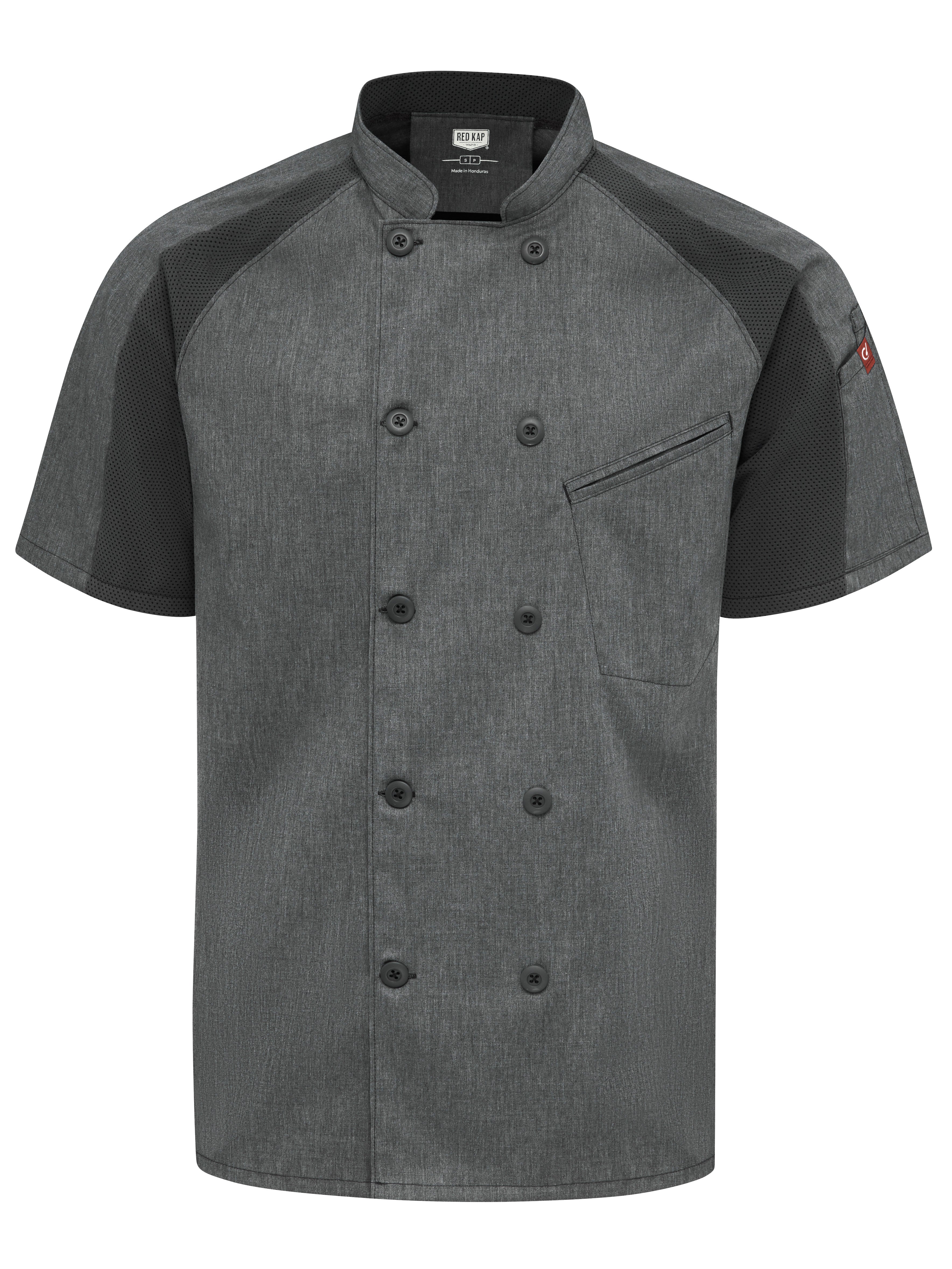 Men's Airflow Raglan Chef Coat with OilBlok 052M - Charcoal Heather with Charcoal/Black Mesh-eSafety Supplies, Inc