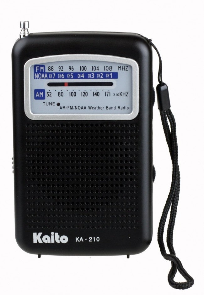 Kaito KA210 Pocket AM/FM NOAA Weather Radio, Black-eSafety Supplies, Inc