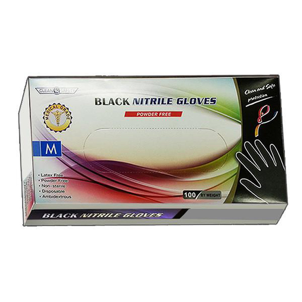 Clean Safety - Black Nitrile Powder-Free Exam Grade Gloves - Case-eSafety Supplies, Inc