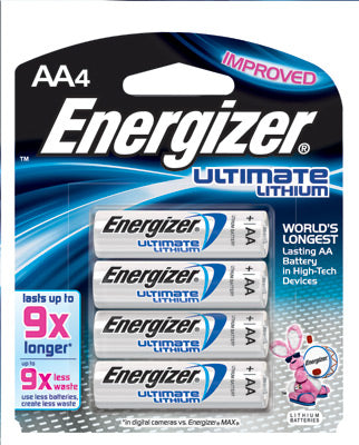 Energizer Ultimate AA Lithium Batteries (4 Per Card)-eSafety Supplies, Inc