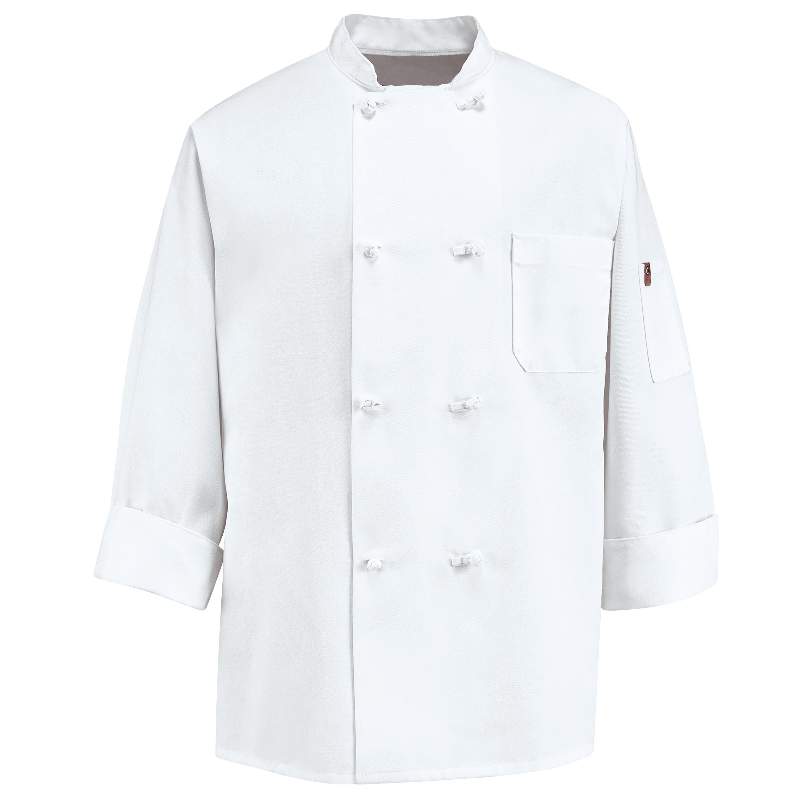 Eight Pearl Button Chef Coat with Thermometer Pocket 0414 - White-eSafety Supplies, Inc