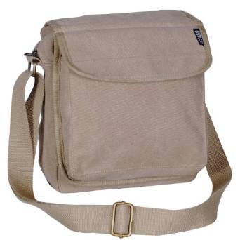 Everest Luggage Canvas Front Pocket Messenger - Khaki-eSafety Supplies, Inc