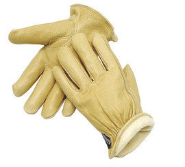 Radnor Small Tan Pigskin Thinsulate Lined Cold Weather Gloves With Keystone Thumb, Slip On Cuffs, Color Coded Hem And Shirred Elastic Wrist-eSafety Supplies, Inc