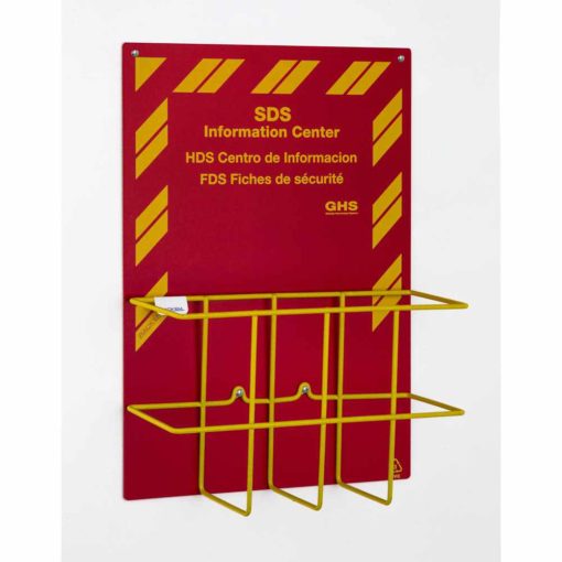 Rack'Em Racks-SDS Economy Station – Sign & Rack. Tri-Lingual Sign & Yellow Wire Rack-eSafety Supplies, Inc