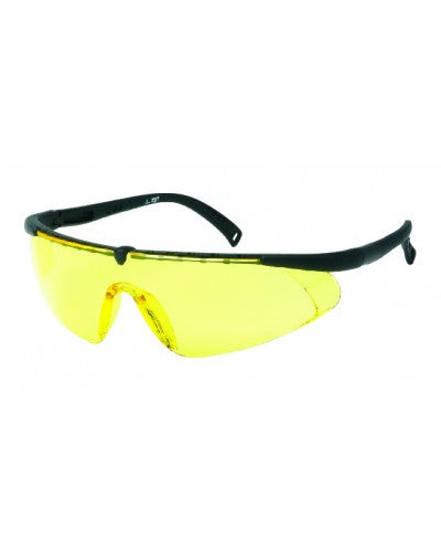 Black Frame - Amber Lens - Adjustable Nylon Temples - Soft Rubber Insert Tip Safety Glasses-eSafety Supplies, Inc