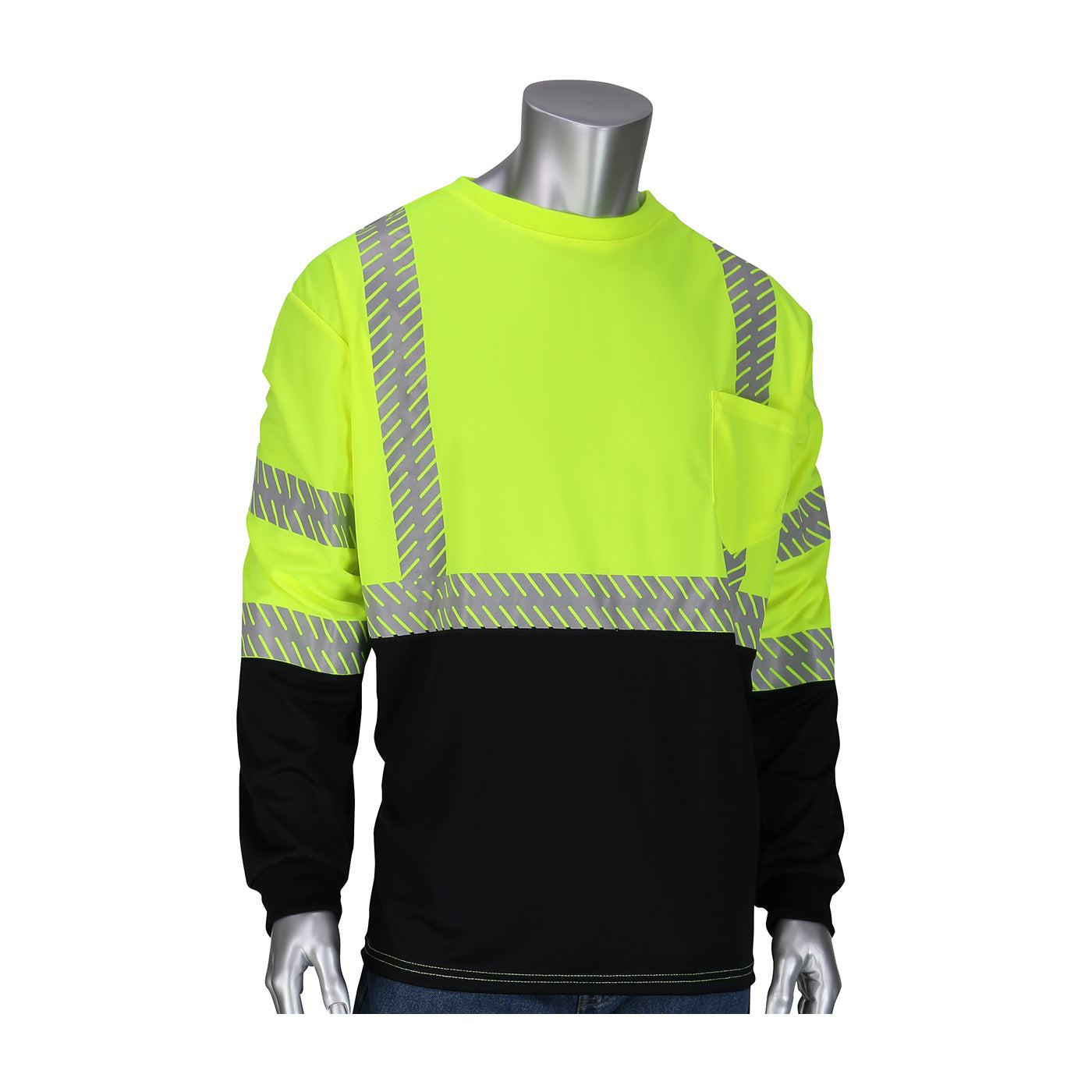 ANSI Type R Class 3 Long Sleeve T-Shirt with 50+ UPF Sun Protection, Built-in Insect Repellent and Black Bottom Front-eSafety Supplies, Inc