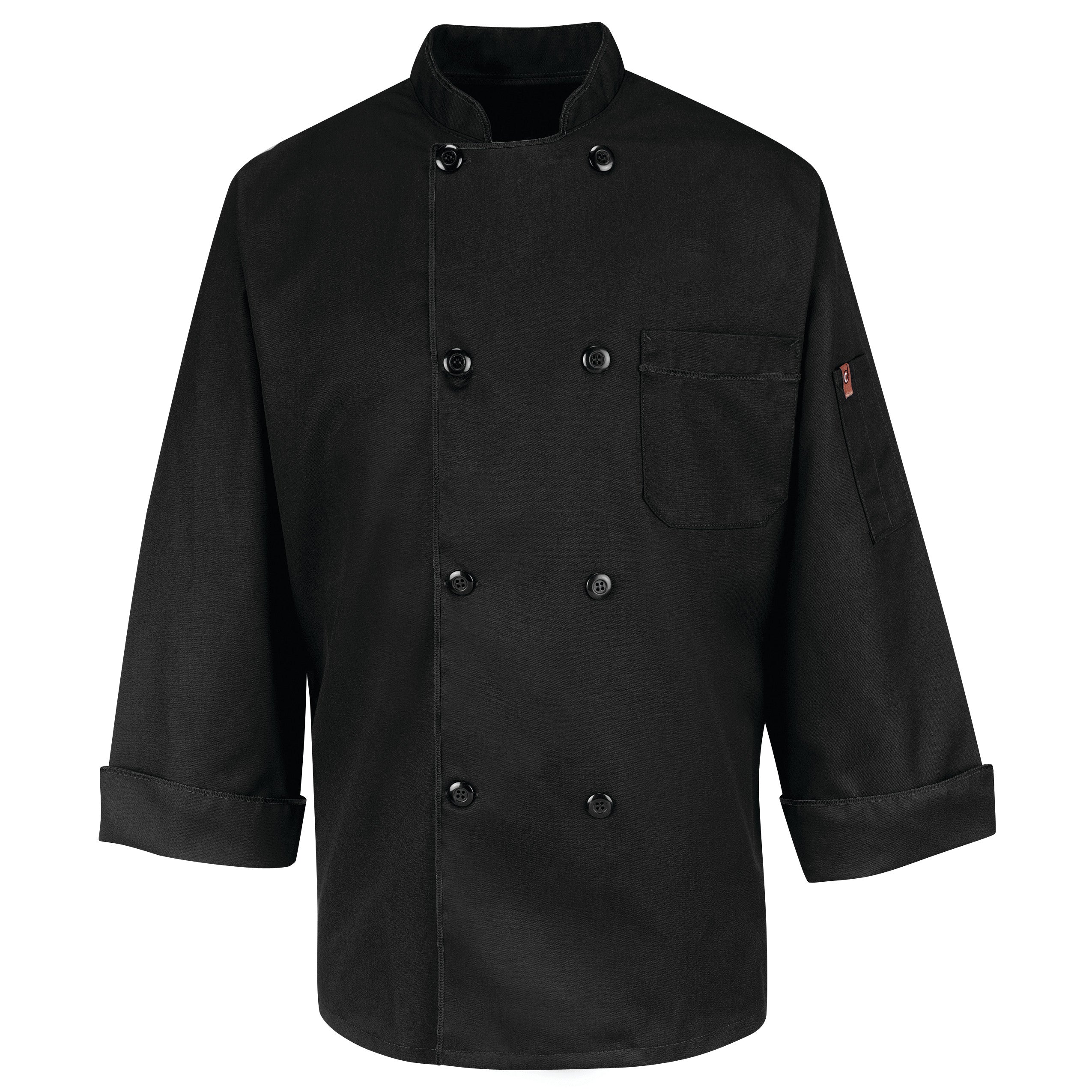 Eight Pearl Button Black Chef Coat KT76 - Black-eSafety Supplies, Inc