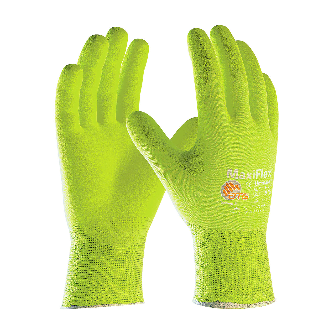 PIP 34-874FY MaxiFlex Ultimate Hi-Vis Seamless Knit Nylon/Lycra Gloves with Nitrile Coated Palm & Fingers (12 Pairs)-eSafety Supplies, Inc