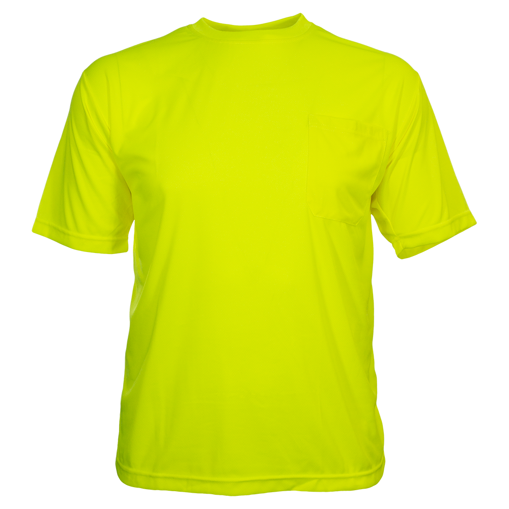 Safety Shirt Hi Vis Pocket Shirt Lime Birdseye Knit Non-ANSI-eSafety Supplies, Inc