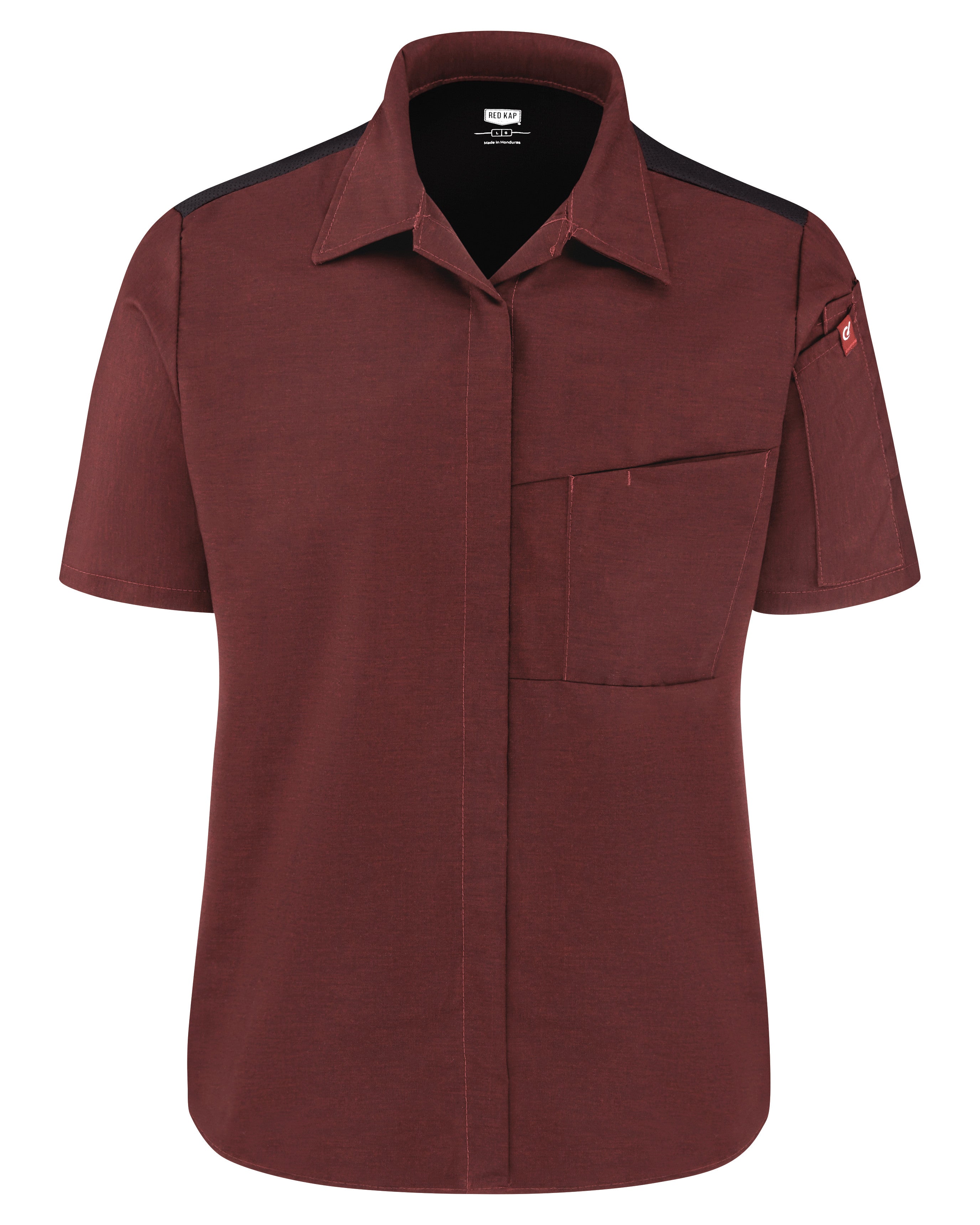 Women's Airflow Cook Shirt with OilBlok 501W - Merlot Heather with Black Mesh-eSafety Supplies, Inc