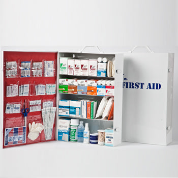 Four-Shelf 150 Person Durable Metal Industrial First Aid Cabinet-eSafety Supplies, Inc