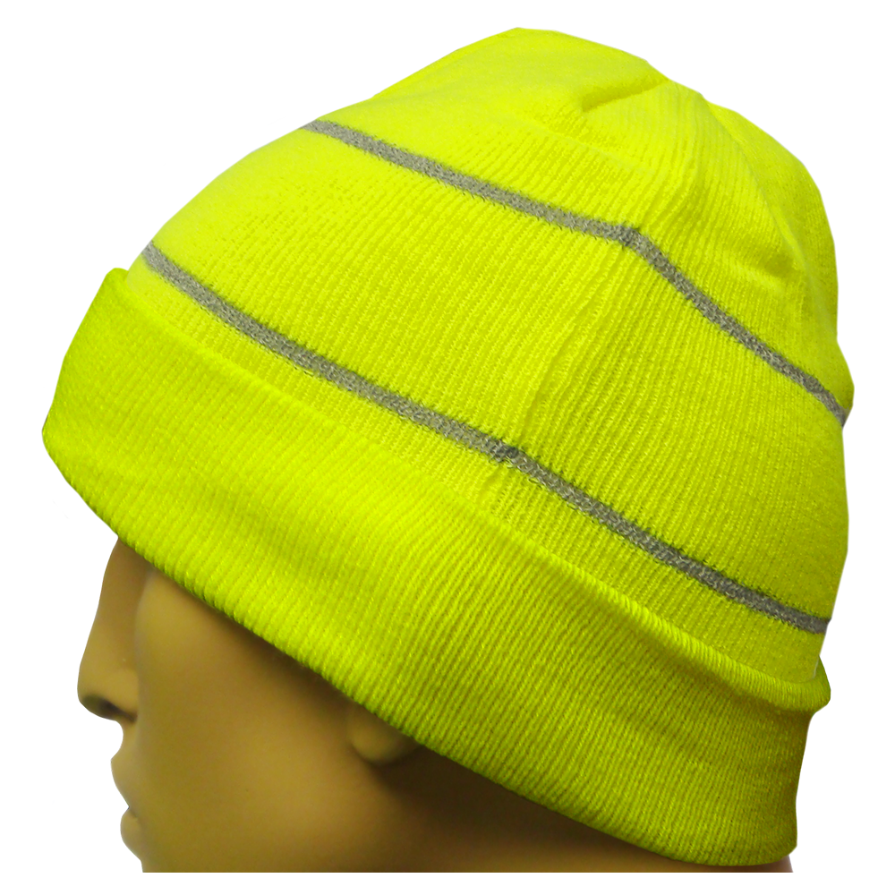 Safety Beanie Hi Vis Cuffed Knit Cap Retroreflective Thread-eSafety Supplies, Inc