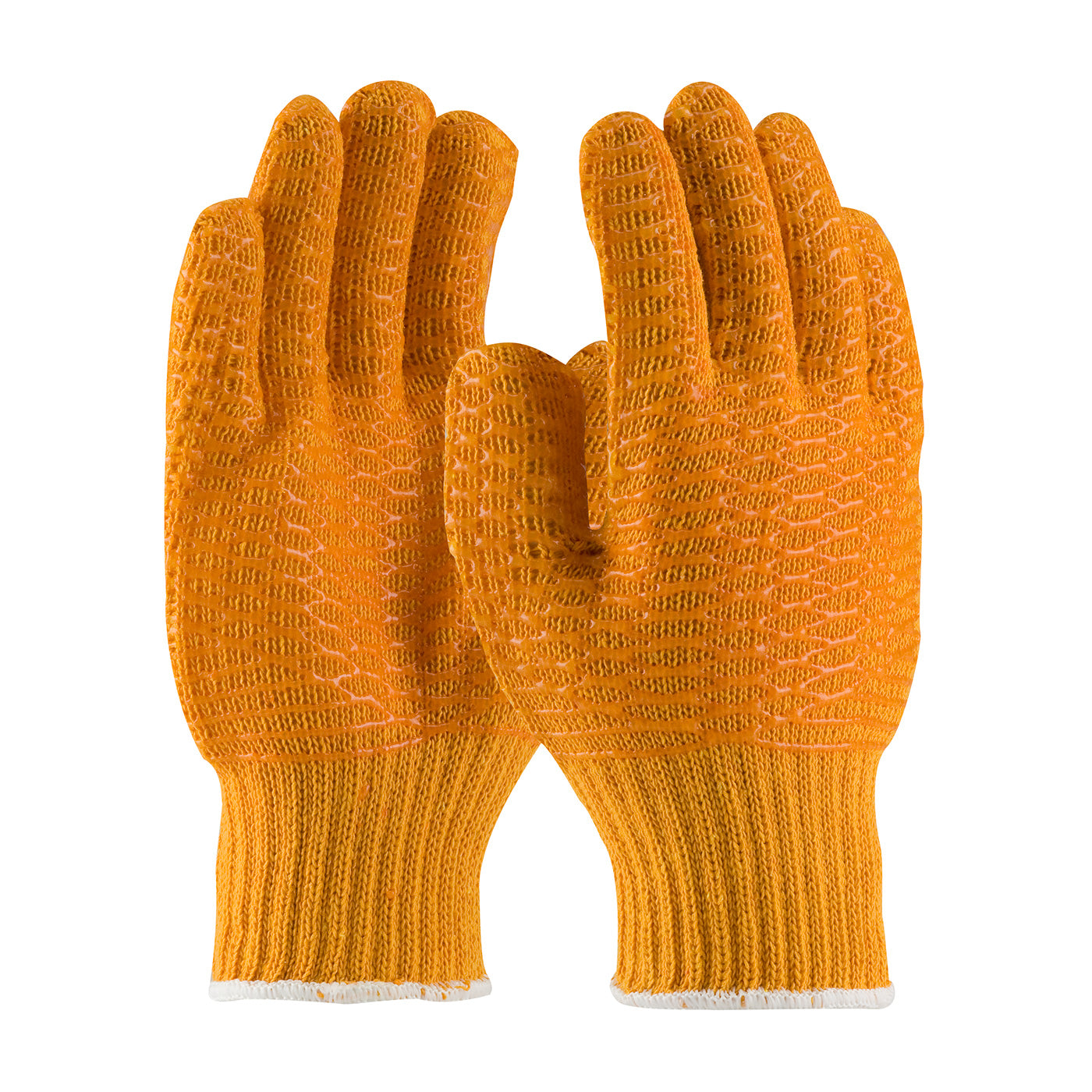 Seamless Knit Polyester Glove with Double-Sided PVC Honeycomb  Criss-Cross Grip - Knit Wrist-eSafety Supplies, Inc