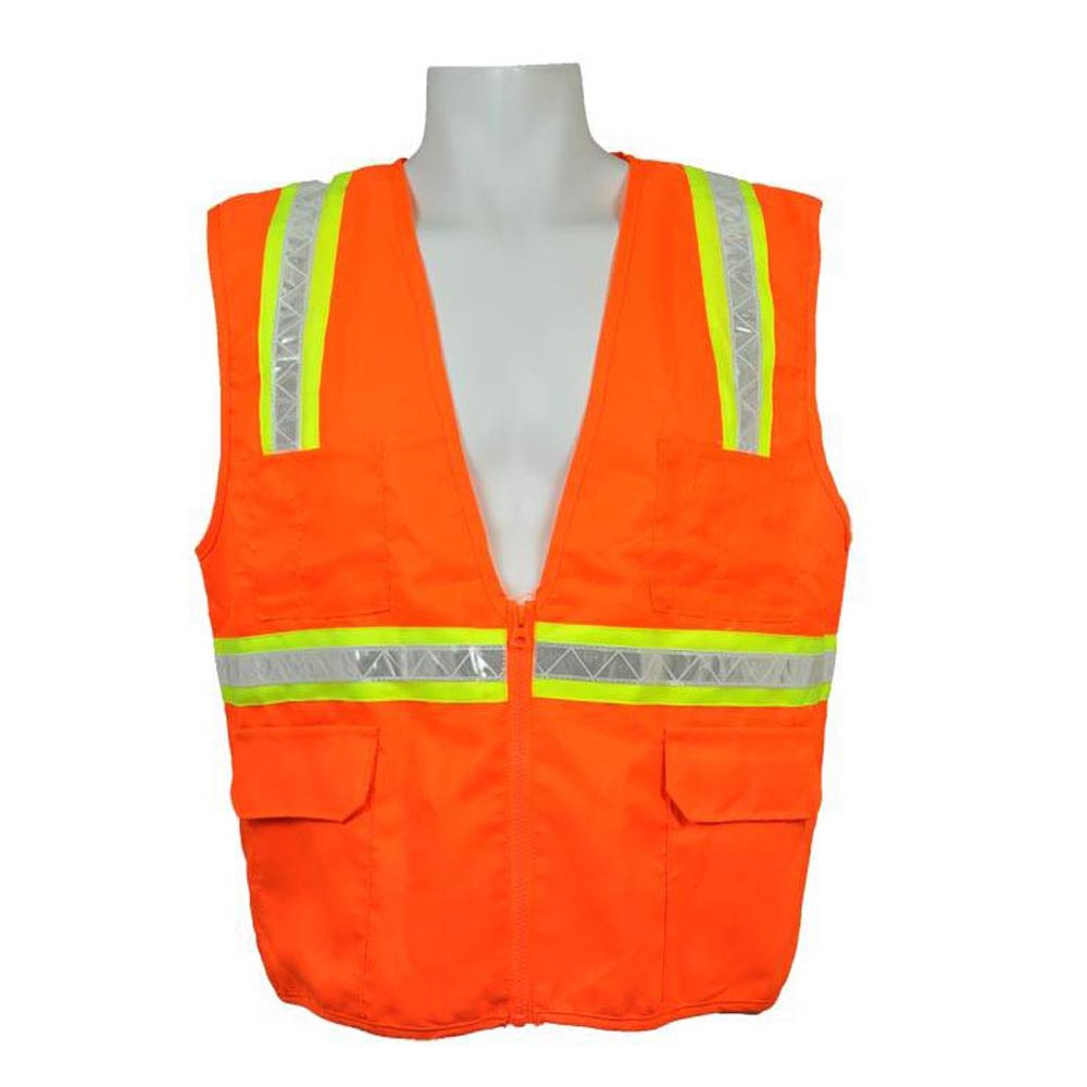 3A Safety - Multi-Pocket Surveyor's Safety Vest - Solid Front/Back Orange Color Size X-large-eSafety Supplies, Inc