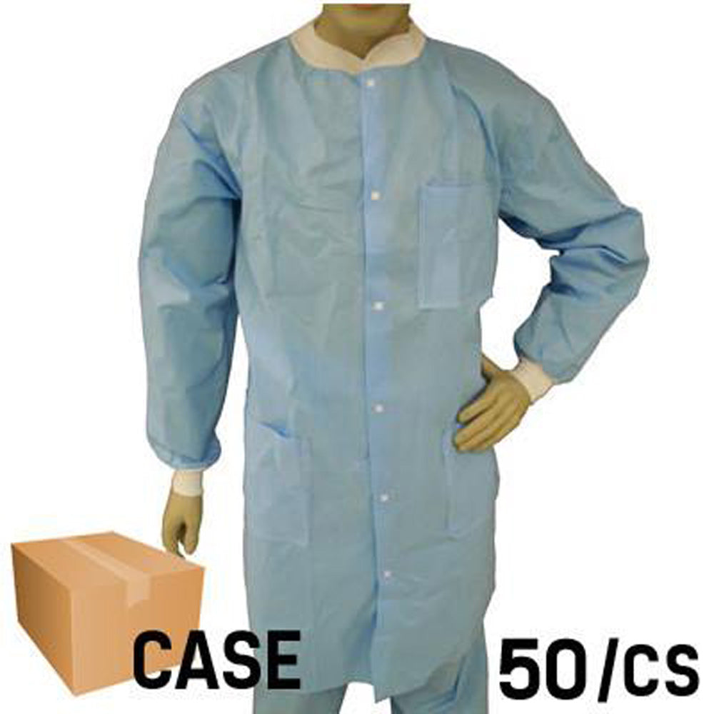 EPIC- Blue Lab Coat with Snap Front - Case-eSafety Supplies, Inc