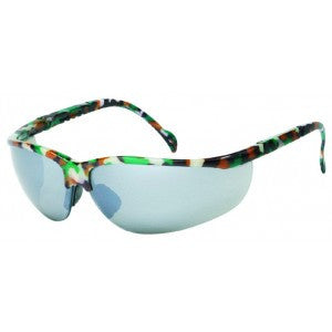 Camouflage Frame - Silver Mirror Lens - Soft Rubber Nose Buds - Adjustable Temples Safety Glasses-eSafety Supplies, Inc
