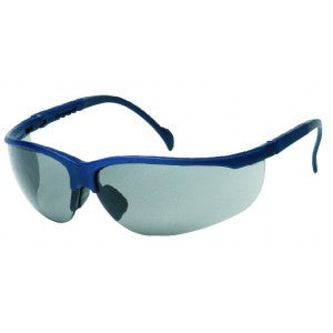Blue Frame - Gray Lens - Soft Rubber Nose Buds - Adjustable Temples Safety Glasses-eSafety Supplies, Inc