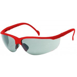 Red Frame - Gray Lens - Soft Rubber Nose Buds - Adjustable Temples Safety Glasses-eSafety Supplies, Inc