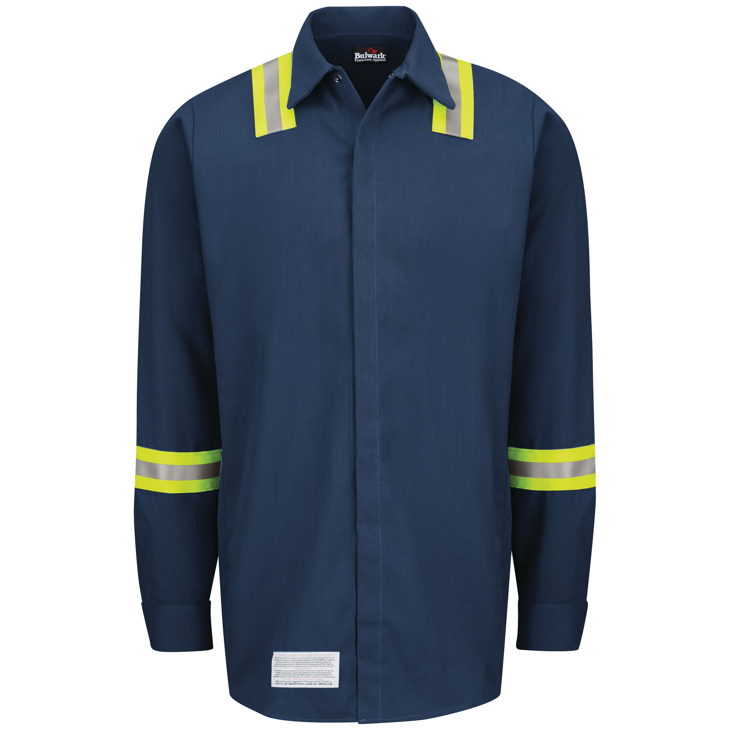 Enhanced Visibility Concealed-Gripper Pocketless Work Shirt SMS6 - Navy-eSafety Supplies, Inc