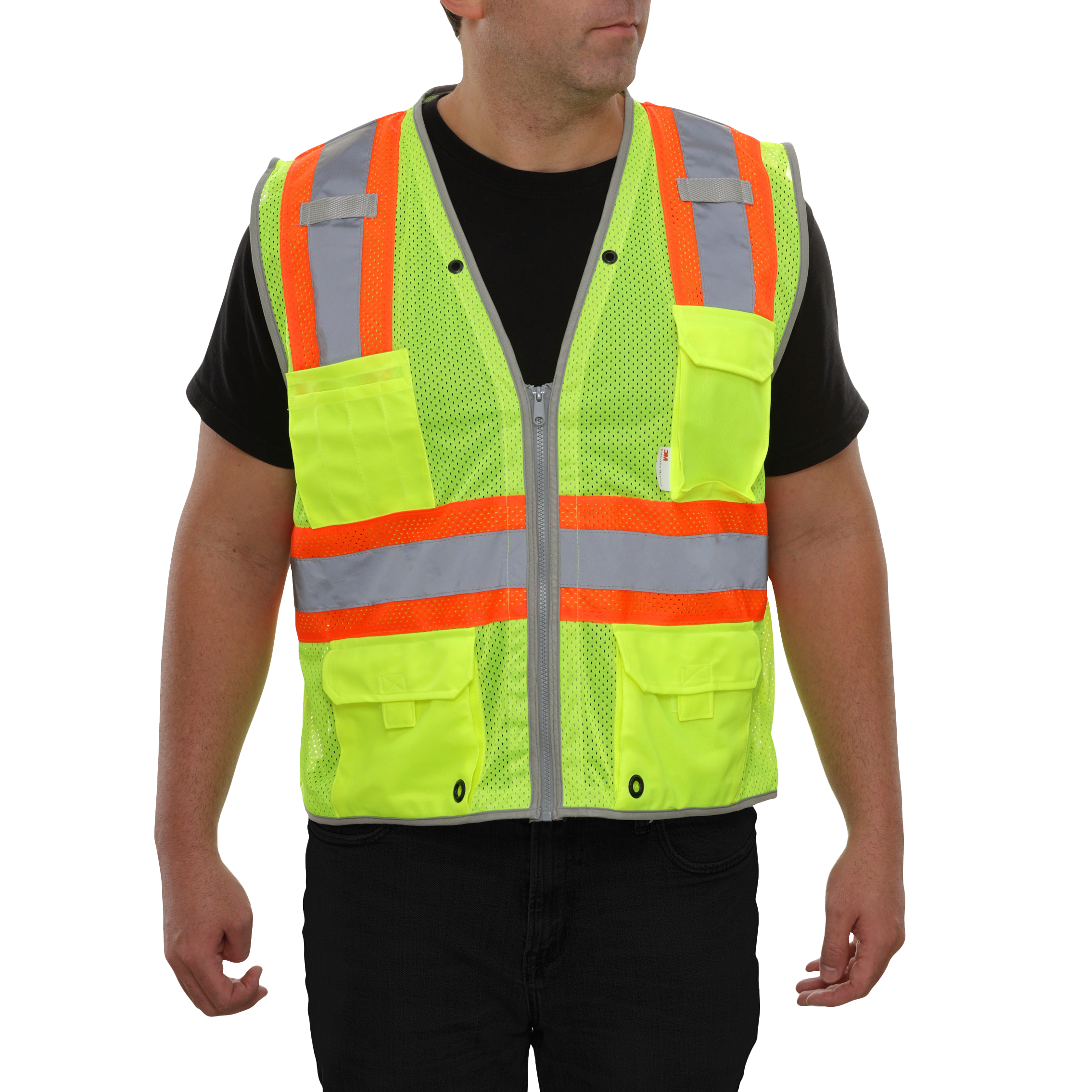 Multi-Pocket Safety Vest Hi-Vis Mesh Vest Surveyor Contrasting Trim-eSafety Supplies, Inc