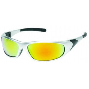 Silver Frame - Orange Mirror Lens - Rubber Tips Safety Glasses-eSafety Supplies, Inc