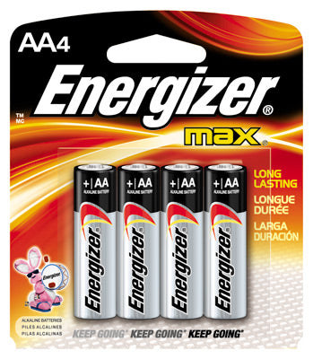 Energizer MAX AA Alkaline Battery (4 Per Card)-eSafety Supplies, Inc