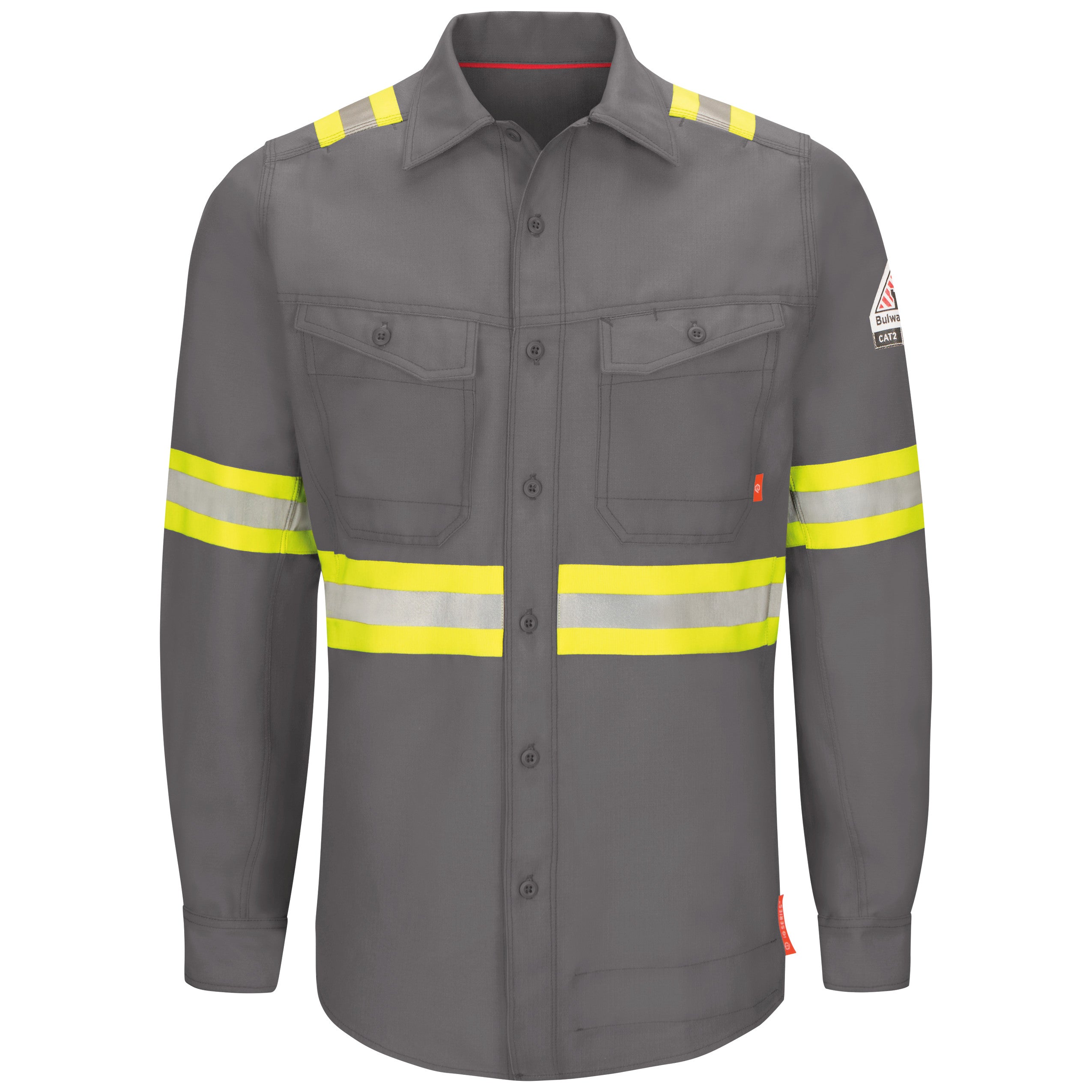 iQ Series® Endurance Men's FR Enhanced Visibility Work Shirt QS40 - Gray-eSafety Supplies, Inc