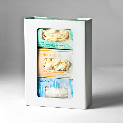 Rack'Em Racks-3-Box Top Loading Plastic Box Glove Dispenser, WHITE HEAVY-DUTY PLASTIC-eSafety Supplies, Inc