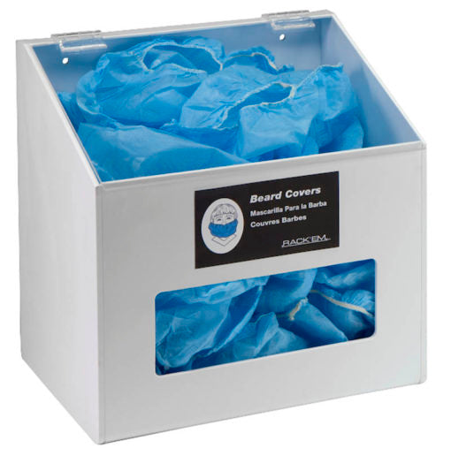 Rack'Em Racks-1 Compartment White Hair Net/Beard Cover/Shoe Cover/Arm Protector Dispenser-eSafety Supplies, Inc