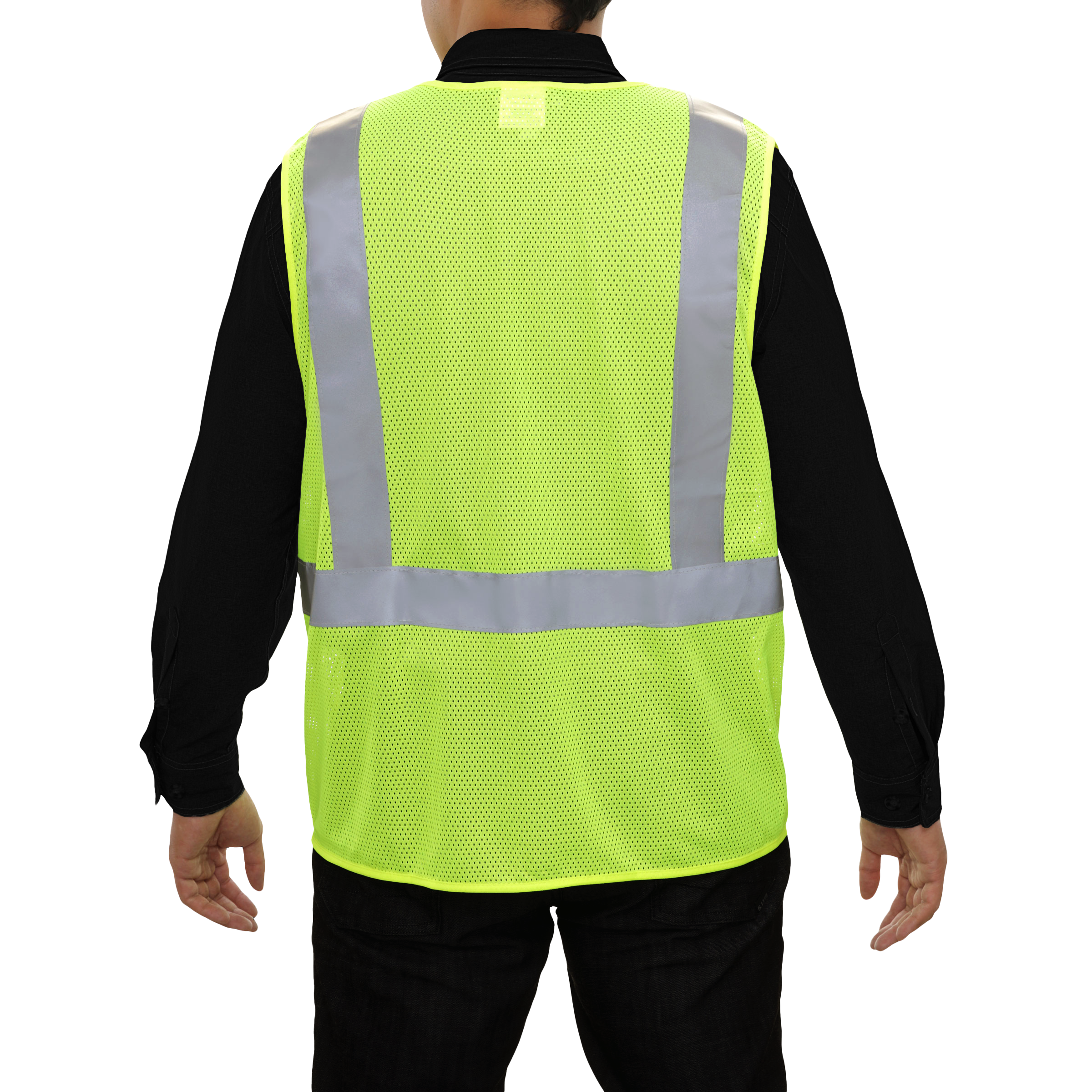 Safety Vest Hi Vis Vest Lime 5pt Breakaway Mesh ANSI 2-eSafety Supplies, Inc