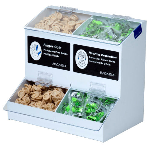 Rack'Em Racks- White 2 Compartment Universal Dispenser-eSafety Supplies, Inc