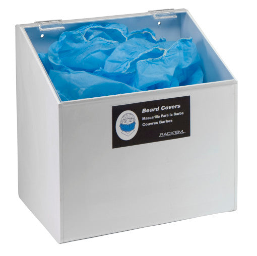 Rack'Em Racks-1 Compartment White Lid Access Hair Net/Beard Cover/Shoe Cover/Arm Protector Dispenser (no hole)-eSafety Supplies, Inc