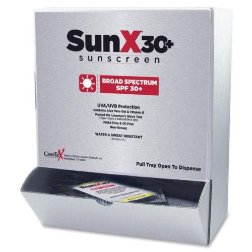 CoreTex 91663 SunX SPF30 Sunscreen Lotion Pouches Wall-Mount 50/bx-eSafety Supplies, Inc