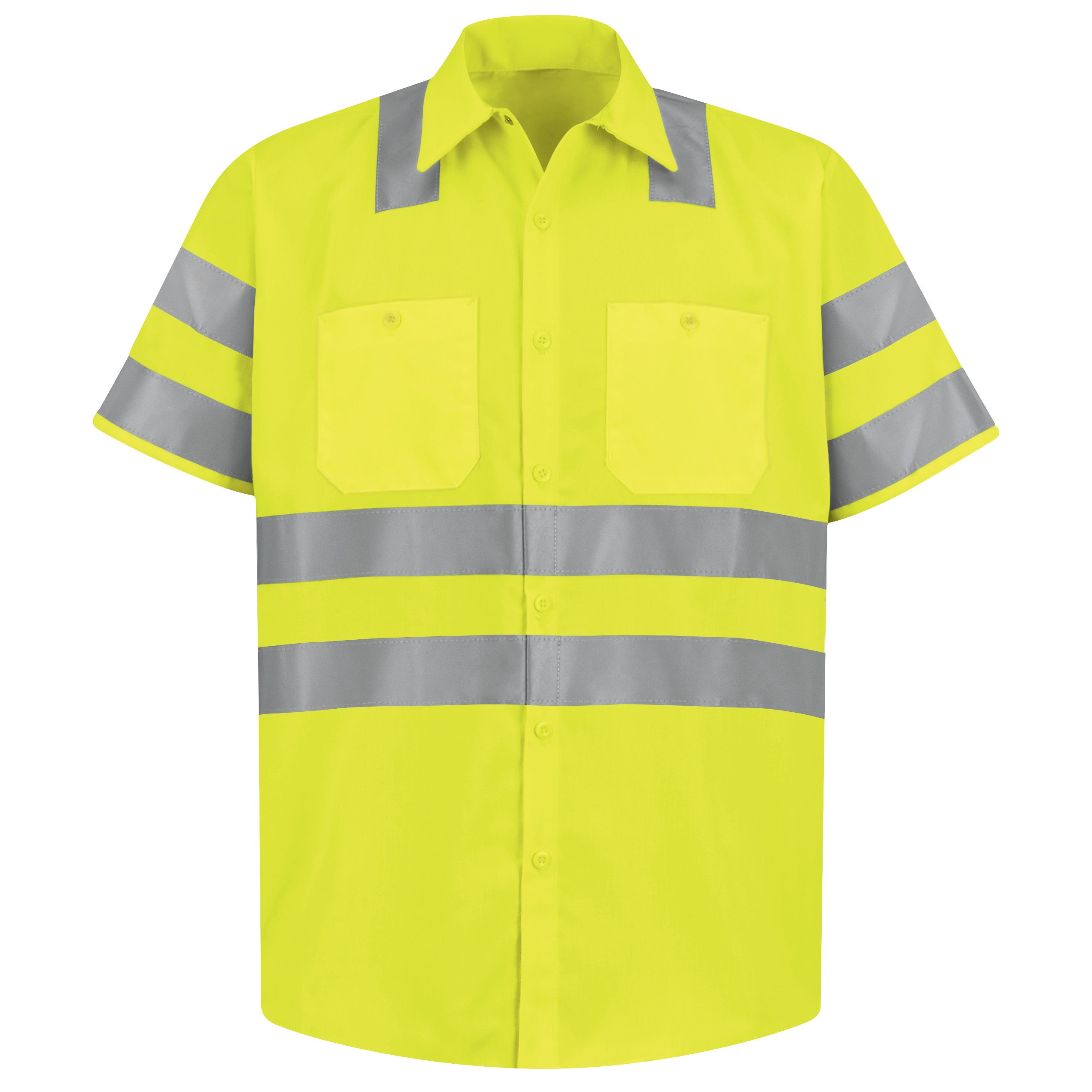 Men's Hi-Visibility Short Sleeve Work Shirt - Type R, Class 3 SS24 - Fluorescent Yellow-eSafety Supplies, Inc