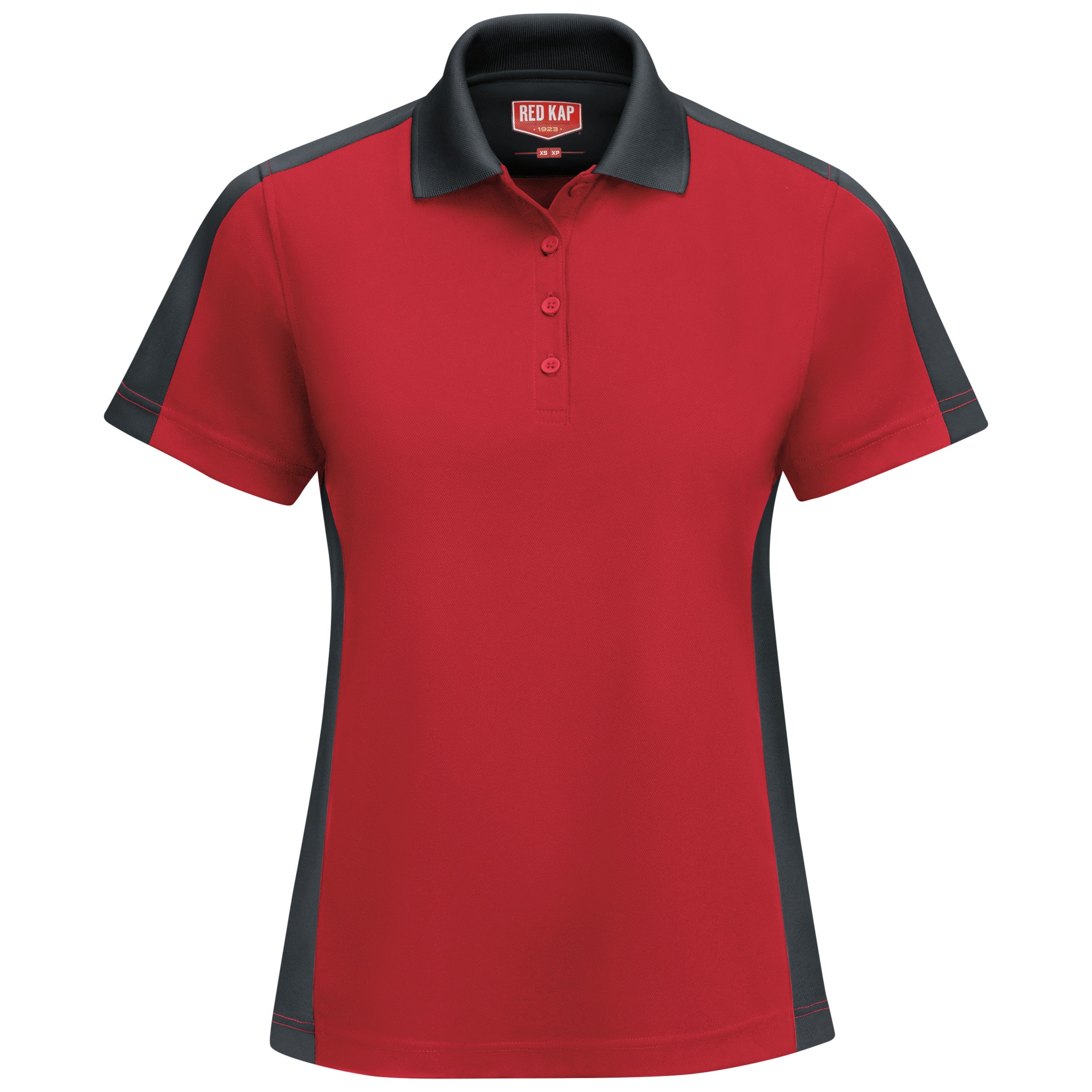 Women's Short Sleeve Performance Knit Two-Tone Polo SK53 - Red/Charcoal-eSafety Supplies, Inc