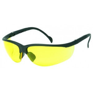 Black Frame - Amber Lens - Soft Rubber Nose Buds - Adjustable Temples Safety Glasses-eSafety Supplies, Inc