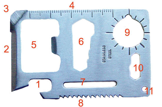 Credit Card Sized 11-in-1 Multi-Function Survival Tool-eSafety Supplies, Inc