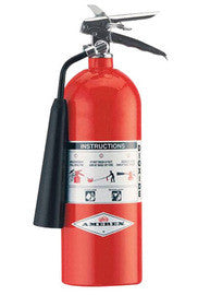 AmerexÂ® 5 Pound Stored Pressure Carbon Dioxide 5-B:C Portable Fire Extinguisher For Class B And C Fires With Chrome Plated Brass Valve, Wall Bracket And Horn-eSafety Supplies, Inc